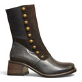 Tronchetto in pelle marrone con bottoni gioiello