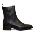 Chelsea boot nero in pelle con elastici impunturati