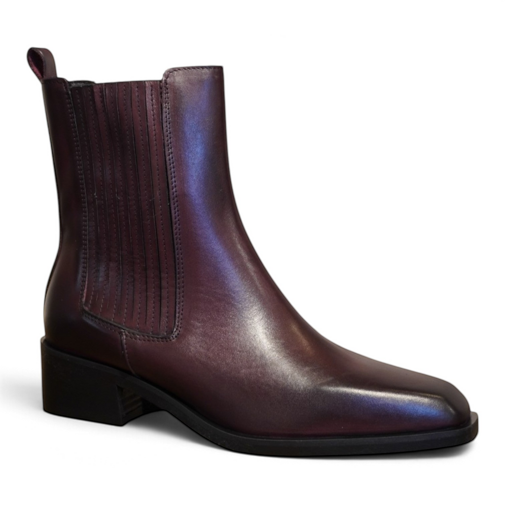 Chelsea boot bordeaux in pelle con elastici impunturati