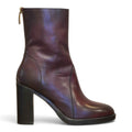 Tronchetto bordeaux in pelle con tacco alto e zip