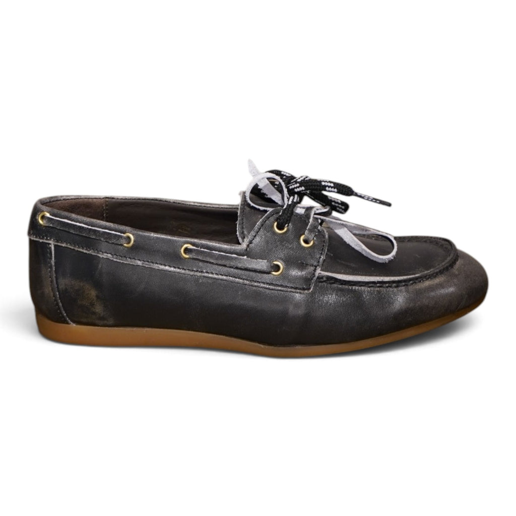 Mocassino da barca grigio con lacci