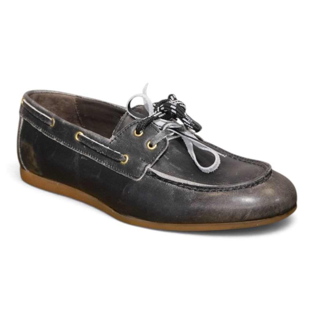 Mocassino da barca grigio con lacci