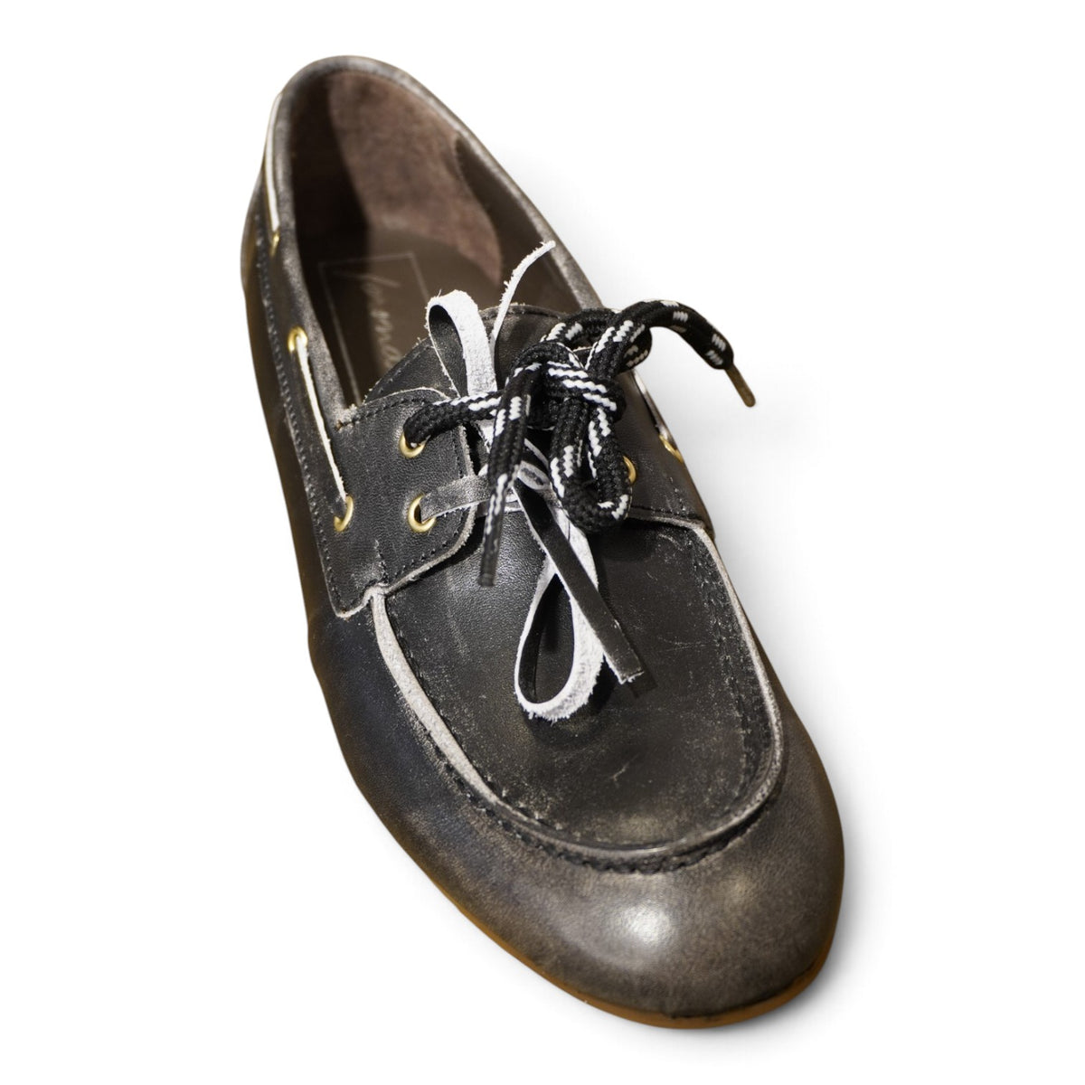 Mocassino da barca grigio con lacci