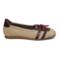 Ballerina sportiva beige e bordeaux con lacci e bande a contrasto