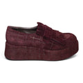 Mocassino platform bordeaux in camoscio con frange
